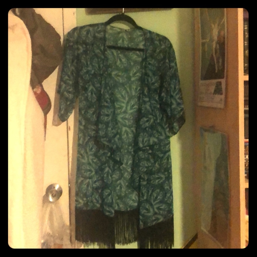 Long French cover up with leopard print